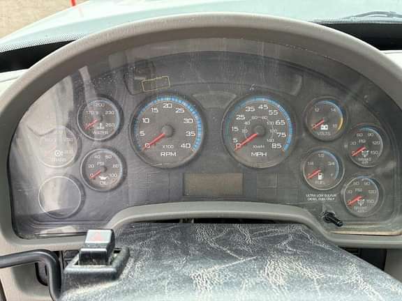 Inside the trucks dashboard.