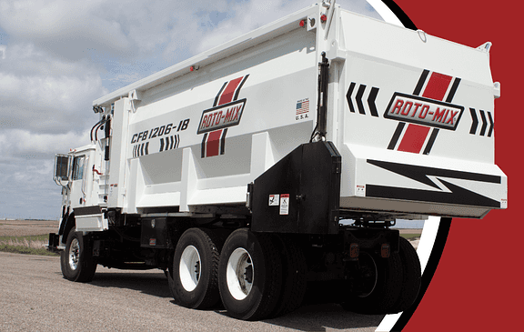 Roto-Mix truck driving away.