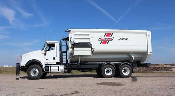 1220 truck with the mixer on the back from the side view.